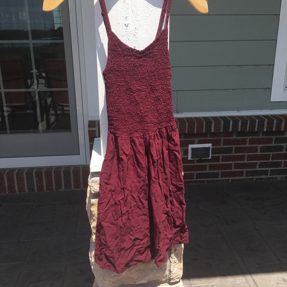 Ribbed short maroon kids dress